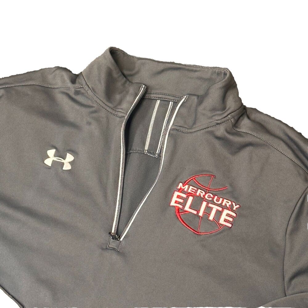 Under Armour 1/4 Zip Mens XL Grey Loose Fit‎ Sweatshirt Custom Logo